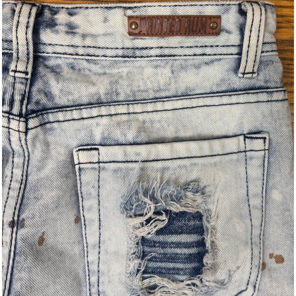 Painted Rum Jeans Distressed Paint Splatter Light Wash Blue Grunge Skater 32x32 - Picture 4 of 9